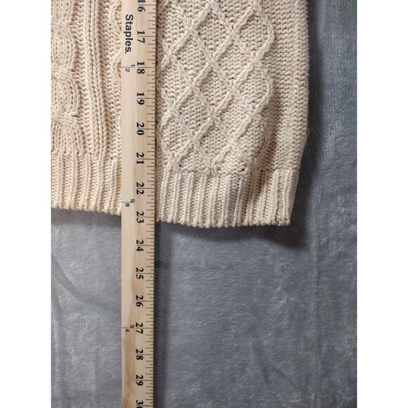 Vintage Mixed Blues Shepherds Sweater Cream Cotton Blend M Cable Jacquard Knit - Picture 6 of 10